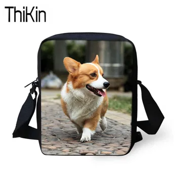 

THIKIN Handbags for Women Corgi 3D Printing Shoulder Messenger Bags Children Mini Kindergarten Bagpack Females Phone Bags Bolsa