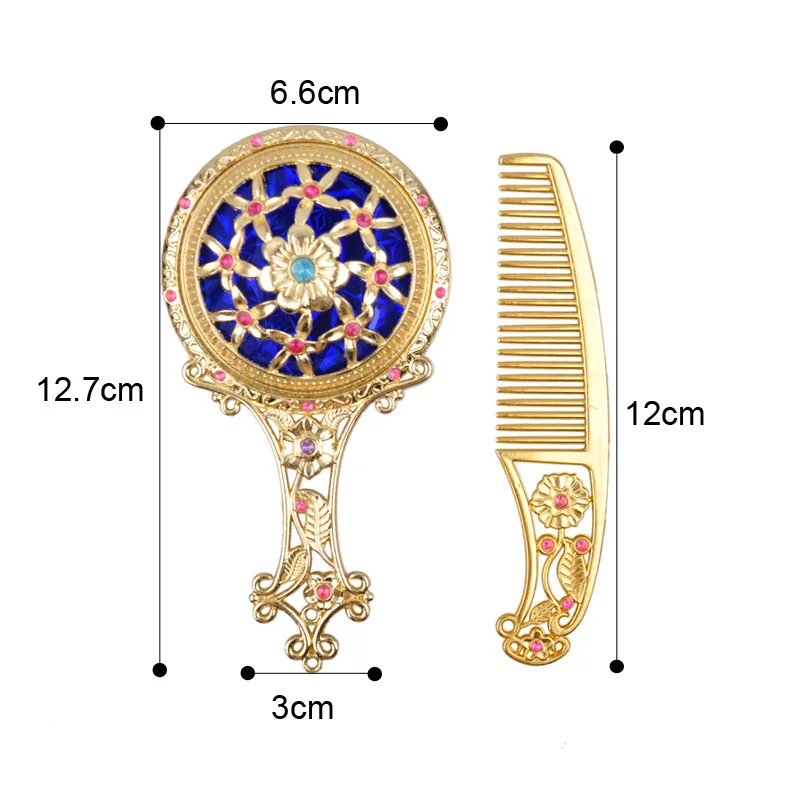 1 комплект классическое шикарное Ретро винтажное Карманное зеркальце компактное зеркало для макияжа с расческой для волос ручная работа бронзовое открытое косметическое туалетное