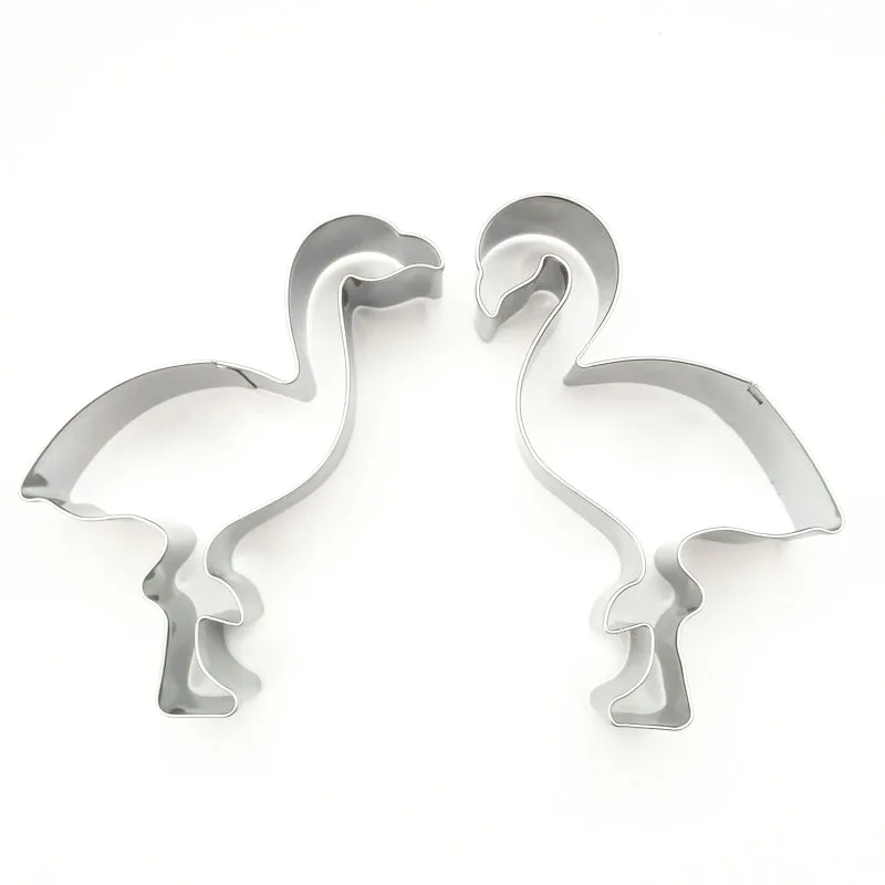 

2pcs Cartoon Flamingo Cookie Cutter Set Stainless Steel Biscuit Mould Fondant Cutter Cake Decorating Tools