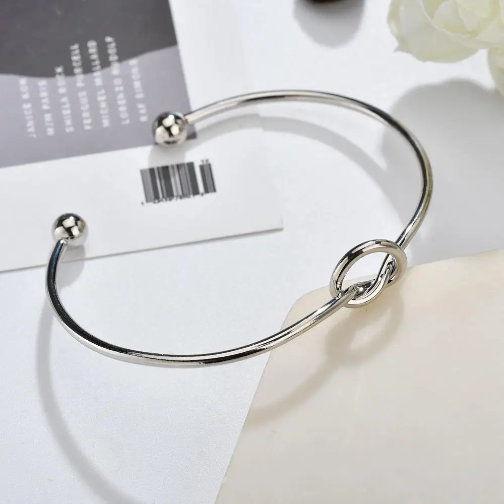 Simple Alloy Knot Cuff Gold Fill Cheap Metal Bangle Bracelet Jewelry For Women