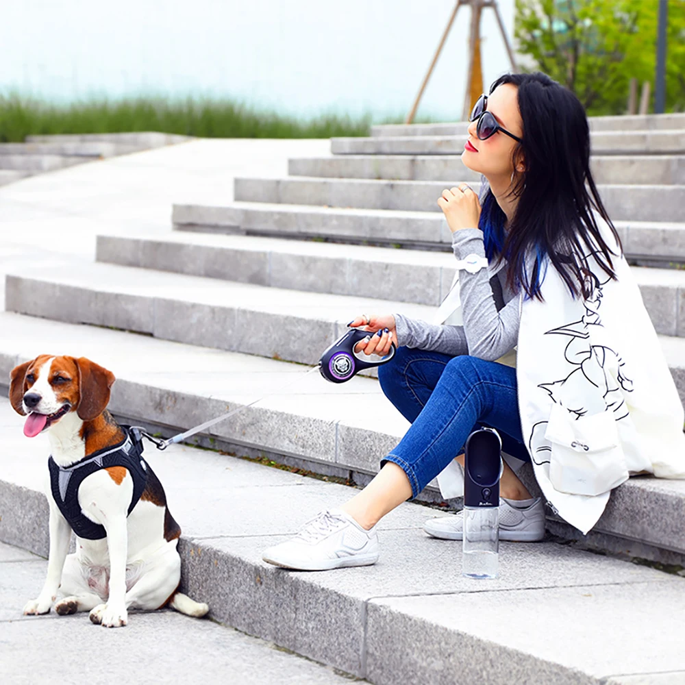  Xiaomi PETKIT Pet Dog LED Retractable Collar Light Leash Harness With Lock &Release Mechanism Leash