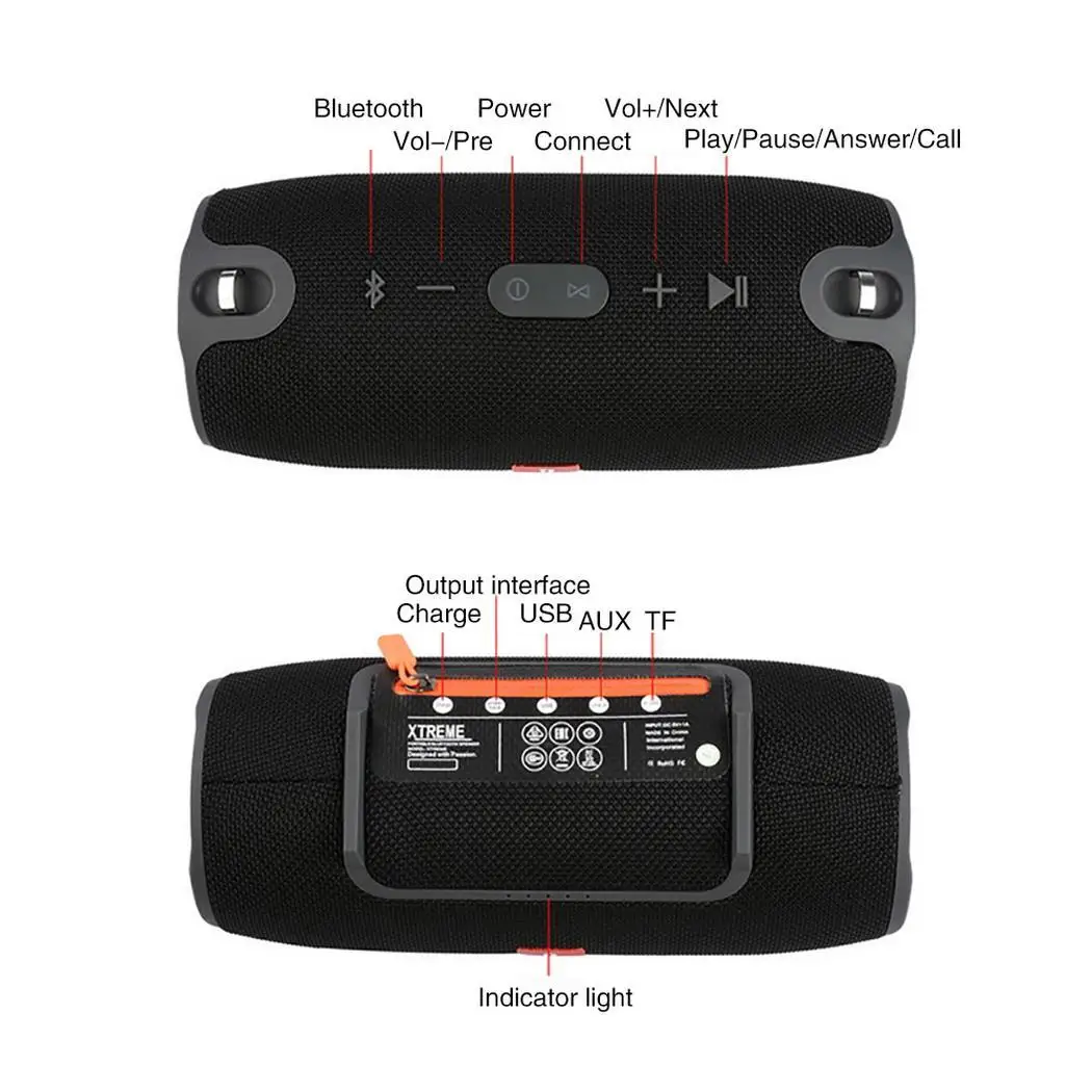 Беспроводной Bluetooth динамик 10 Вт Водонепроницаемый Колонка стерео сабвуфер