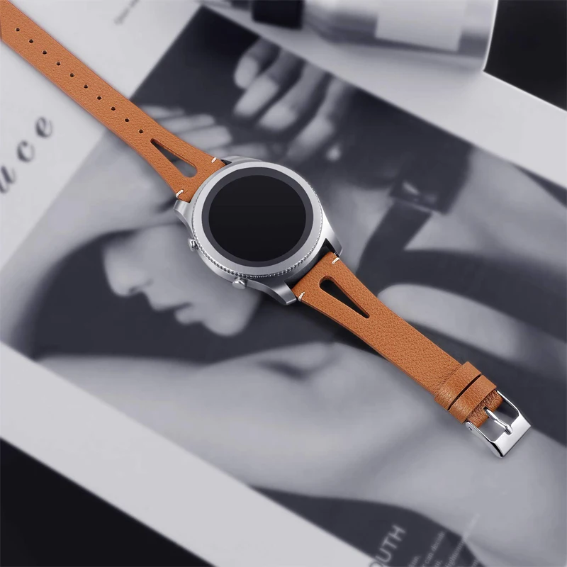 Ремешок из натуральной кожи для Samsung galaxy watch 46 мм S3 frontier huawei gt ремешок смарт часов
