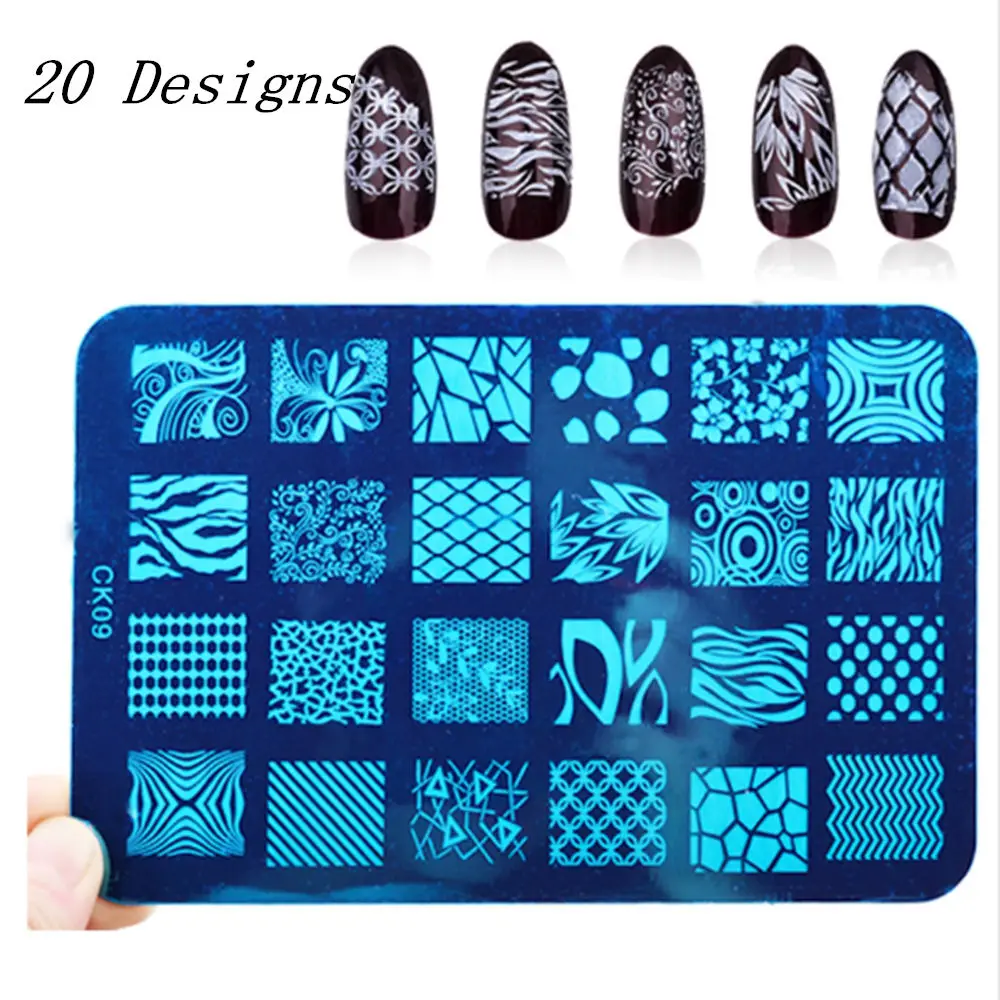 

20 Designs New Polish Nail Stamping Plates Flowers French Geometry Rectangle Stencil Nail Art Stamp DIY Beauty Manicure Tools