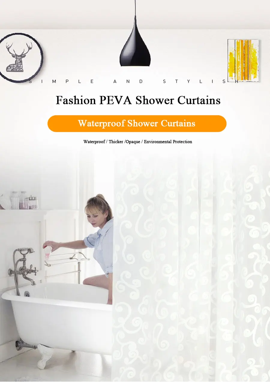 PEVA Bathroom Shower Curtain 01
