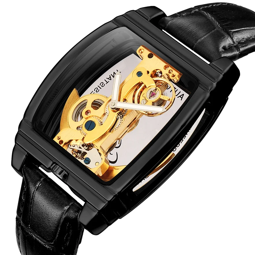 

2019 New Automatic Watch Men mechanical watch Steampunk Skeleton Self Winding Leather Watch montre homme Stylish simple leisure