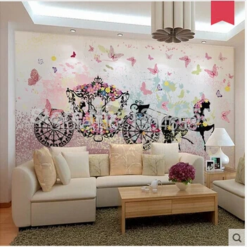 

Custom 3 d large murals Romantic wedding carriage The sitting room sofa bedroom TV setting wall paper