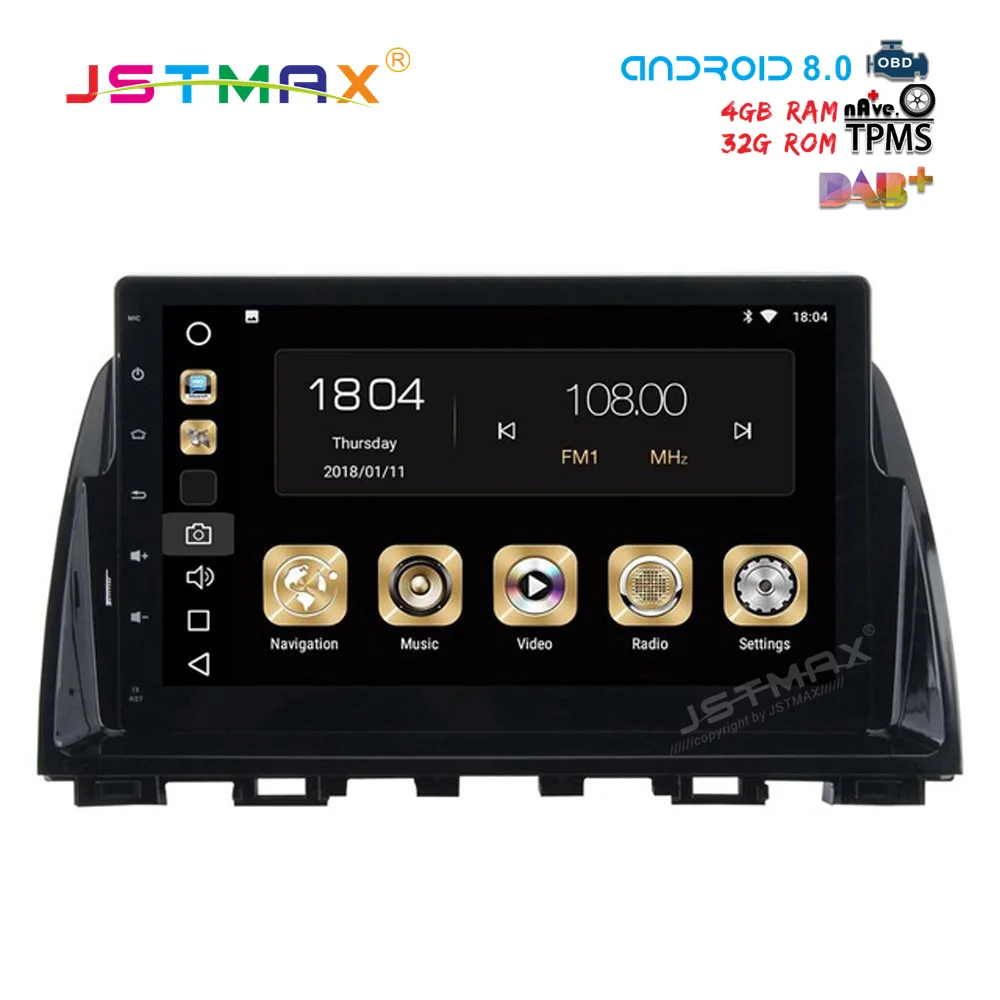 Sale JSTMAX 10.2" Android 8.0 Car GPS Radio Player for Mazda 6 Atenza 2013 2014  with 8-Core 4GB+32GB Auto Stereo Multimedia 2
