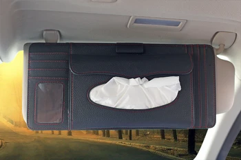 

Car Litchi Pattern Leather Multi-functional 3 in 1 CD Board Card Clip Paper Towel Bag Tissue Box Pumping Sun Visor Anti-drop