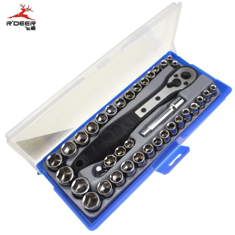 

RDEER 38pcs Ratchet Wrench 3/8" Socket Wrench Set Hand Tools Kit