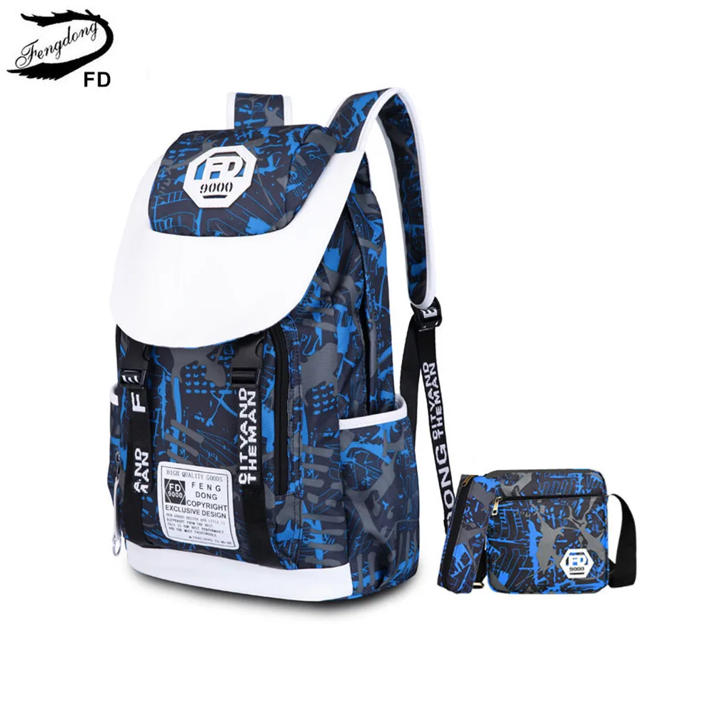 

FengDong big waterproof school bags for boys men large multifunctional laptop backpack usb big student bag set bookbag bagpack