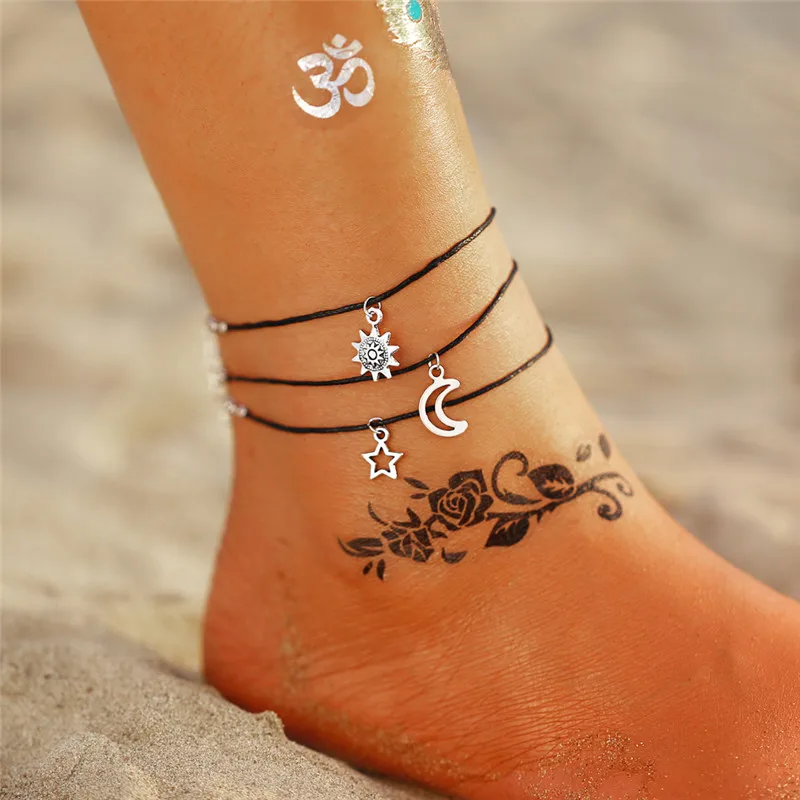 17 км богемная Морская звезда браслет для щиколоток с камнем набор для женщин винтажный ручной работы волнистый браслет на ногу Пляж океан Ювелирные изделия - Окраска металла: FCS1833