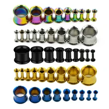 18 штук набор датчиков из нержавеющей стали двойные расклешенные беруши полый расширитель для туннелей растягивающийся пирсинг Ювелирный Комплект 14g-00g