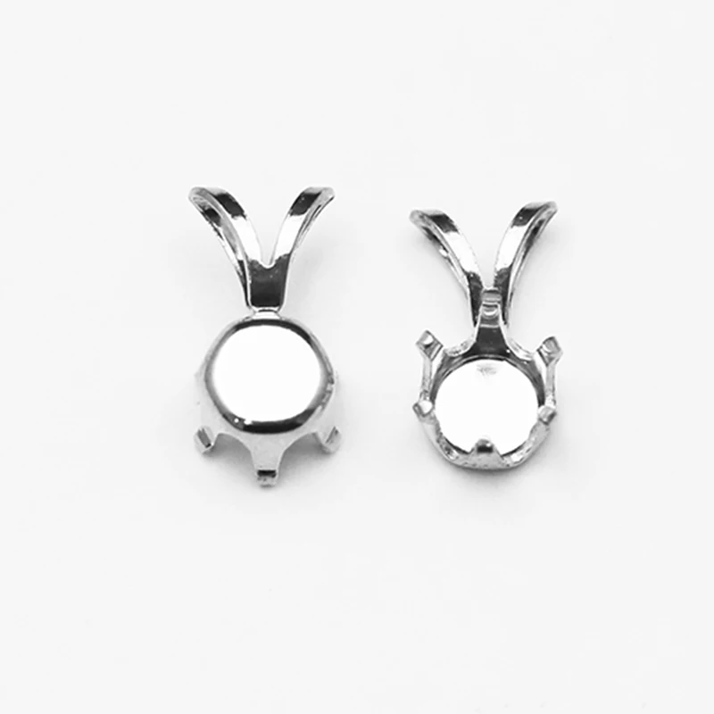 

Beadsnice ID27403smt17 Pendant Setting Fit 6mm Round Cabochon Sterling Silver 925 Bezel Pendants Or Earring Setting