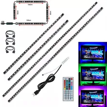 Não impermeável 4x50 cm 2x50cm + 2x100cm 5 v usb rgb led luz de tira 5050 smd led luz de tira de fadas tv iluminação traseira kit remoto 44key