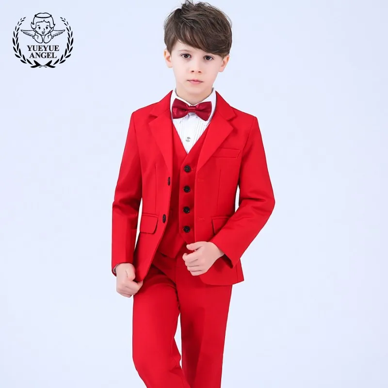 Autumn Winter Suits Boys Children Red Suits Long Sleeve Formal Jacket ...
