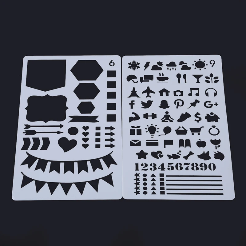 

12/20 Pcs Painting Journal Stencil Set Plastic Planner DIY Drawing Template for Diary Notebook Scrapbook Craft Cutting Dies