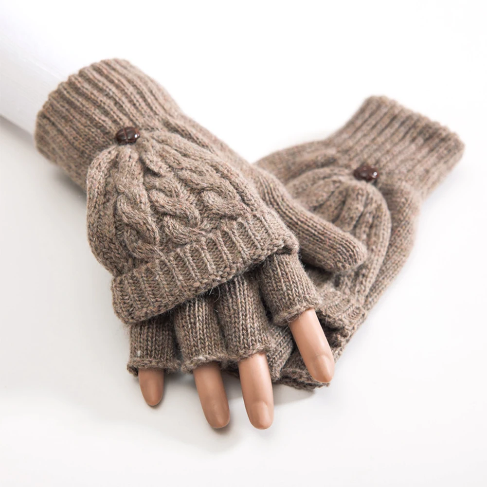 Осенне-зимняя Дамская обувь Половина Finger Термальность утепленные мягкие митенки флип искусственная шерсть подарок руки теплые перчатки