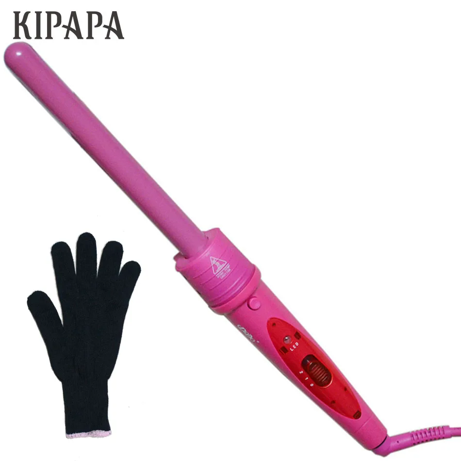 KIPAPA 450F Тепловая плойка розовый 0,35-1,25 дюймов профессиональная плойка для завивки волос Waver бигуди 9-32 мм Krultangen электрические инструменты - Цвет: 19MM