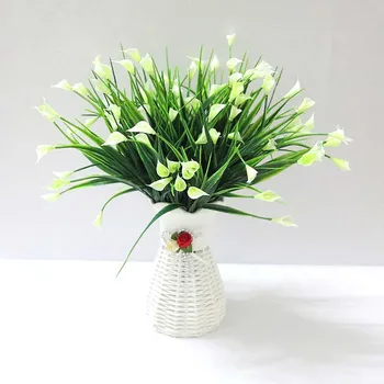 

Calla Lily Artificial plant Flowers Green Plastic Grass Fake plant Decorate flowers For Wedding Home Decoration Plant Grass