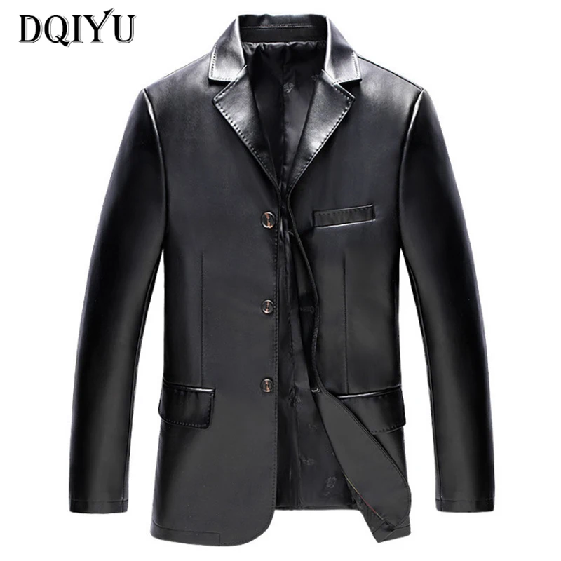 

New Blazer Leather Jacket Men Business Casual PU Leather Jacket Slim Fit Thin Male Outerwear Jaqueta De Couro Masculina