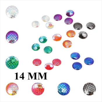 

14 mm scales convex Resin flat smooth plating AB color beaded jewelry accessories stone 100pcs YLM-T