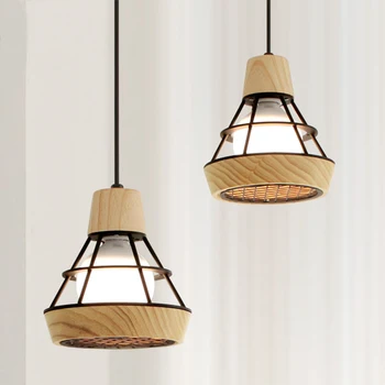 

Wooden pendant lamp Nordic modern living room bedroom balcony pendant lights MZ12