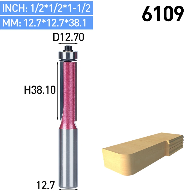 HUHAO 1 шт. 1/" хвостовиком флеш отделка фрезы для дерева обрезки фрезы с подшипником Деревообработка промышленный Класс фрезерные резак - Длина режущей кромки: 6109