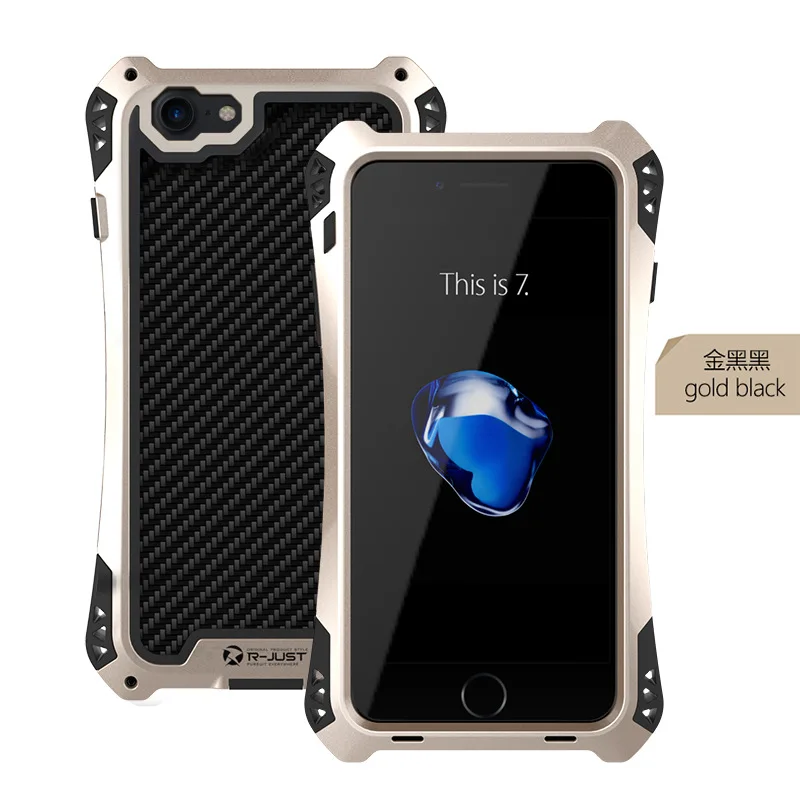 100% New AMIRA R-JUST Shockproof Carbon Fiber Aluminum Cover Case For iPhone X 8 8 Plus 7/7 Plus Samsung Galaxy S8 S8+