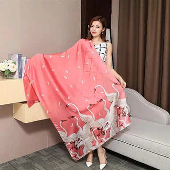 

Spring Summer 2019 Retro Long Women Scarf Fashion Sunscreen Beach Towels Long Shawls Sunscreen Veil Headscarf imitation Silk