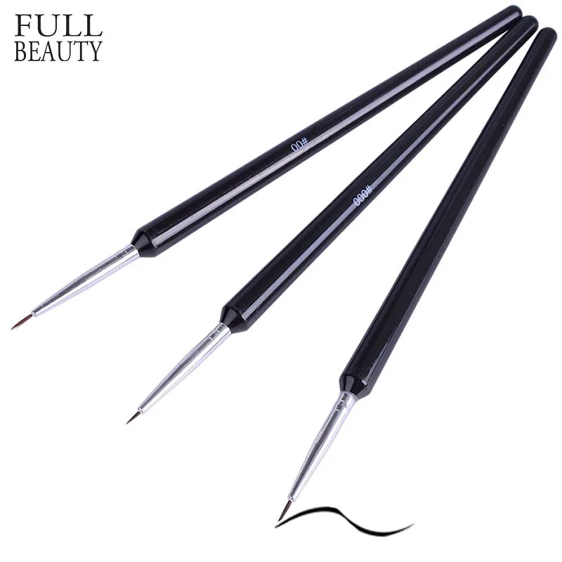 

Full Beauty 3pcs/Set Nail Brush UV Gel Liner Flower Drawing Painting Pen Kits 3D Manicure Fashion Black Handle Brushes CHH013