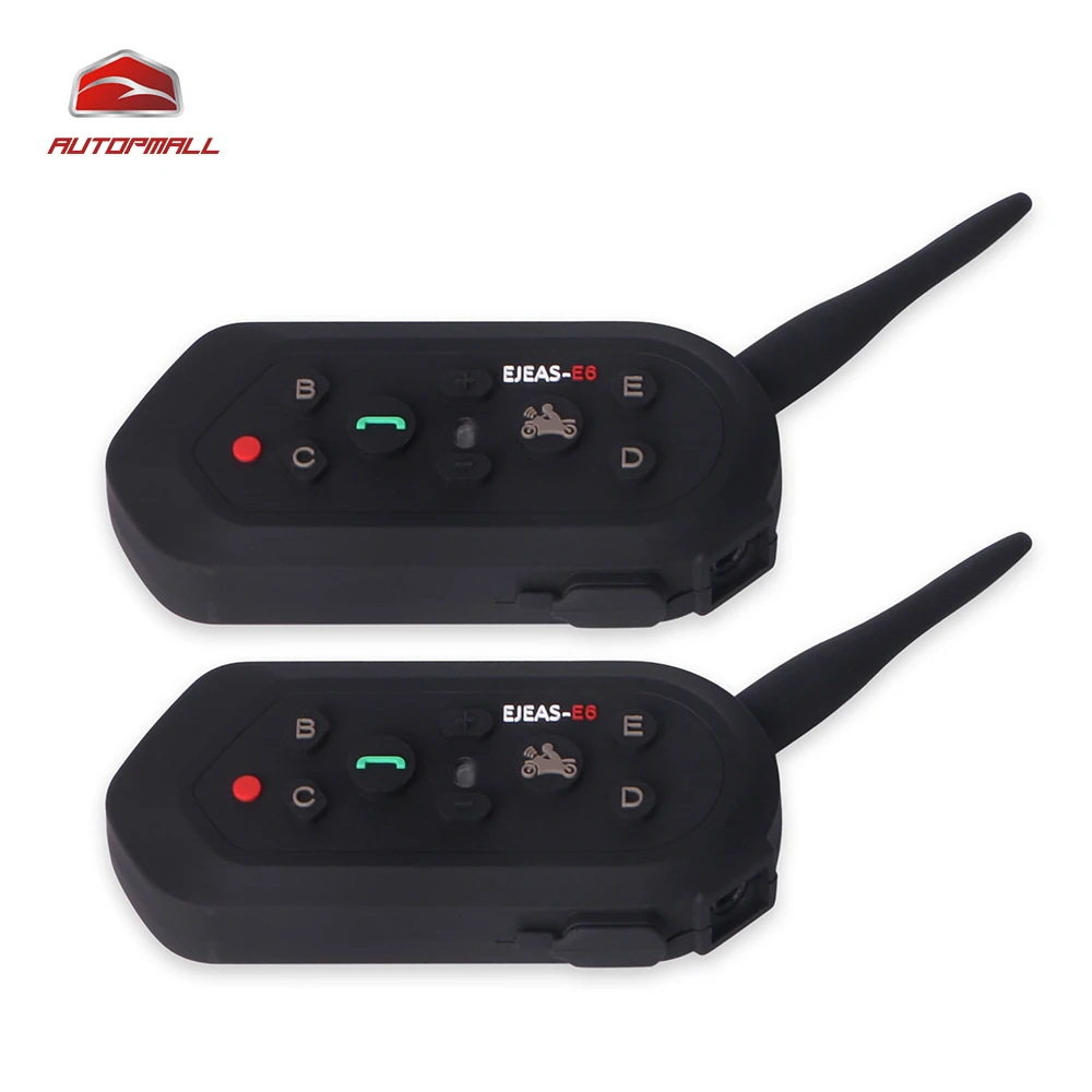 Motorcycle Bluetooth E6 2PCS 1200m Interphone Waterproof 6