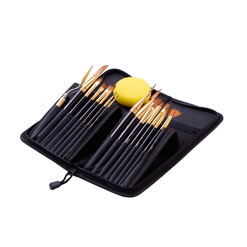 

H&B 17 Pieces Wooden Nylon Art Brush Pens Brush Acrylic Oil Painting Watercolor Brush Set Art Painting Supply Kit Free Shipping