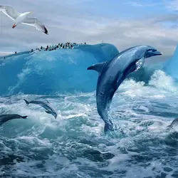 Beibehang Glacier дельфин ванной 3D плитки для пола Настройка масштабные росписи износостойкие и водонепроницаемой пленкой