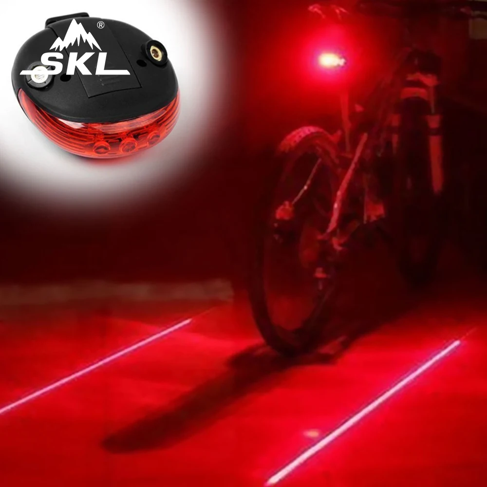 

SKL Waterproof Bicycle Tail Light With 5 LED Lights Beads +2 Laser Lights Road Emergency Cycling Tail Rear Light Bike Accessory