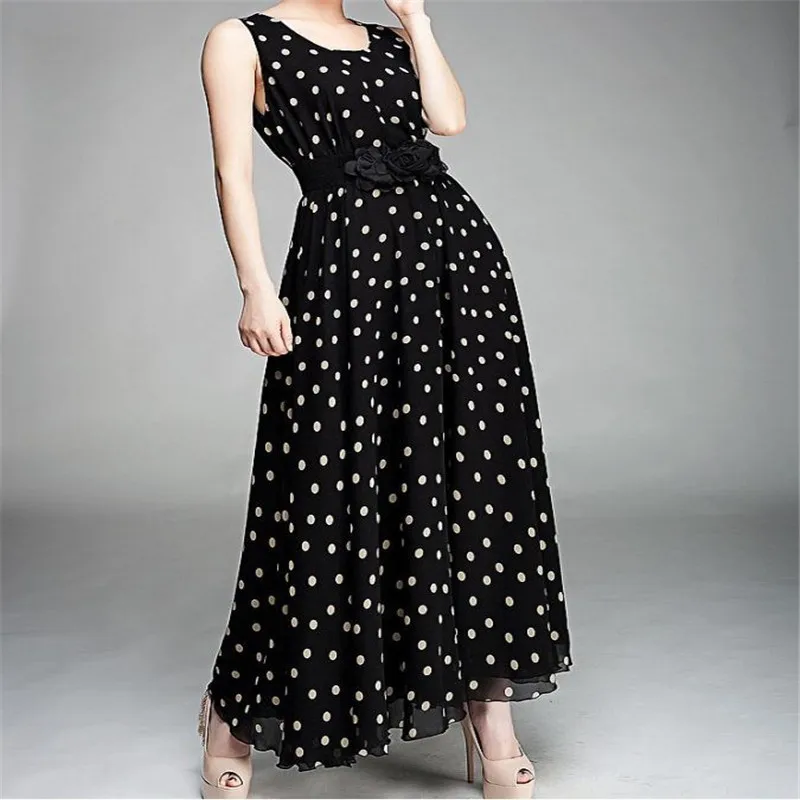 black dress with dots