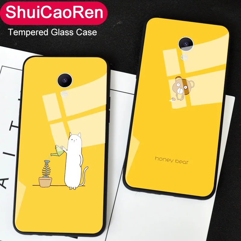 

TPU Soft Silicone Cases For Meizu M6s mblu S6 Animal Bear Cat Tempered Glass Luxury Cover For Meizu V8
