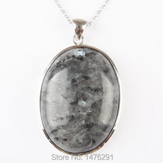 

42x32MM Diaphanous Natural Labradorite Oval Metal Package Edge Beads Pendant 1PCS