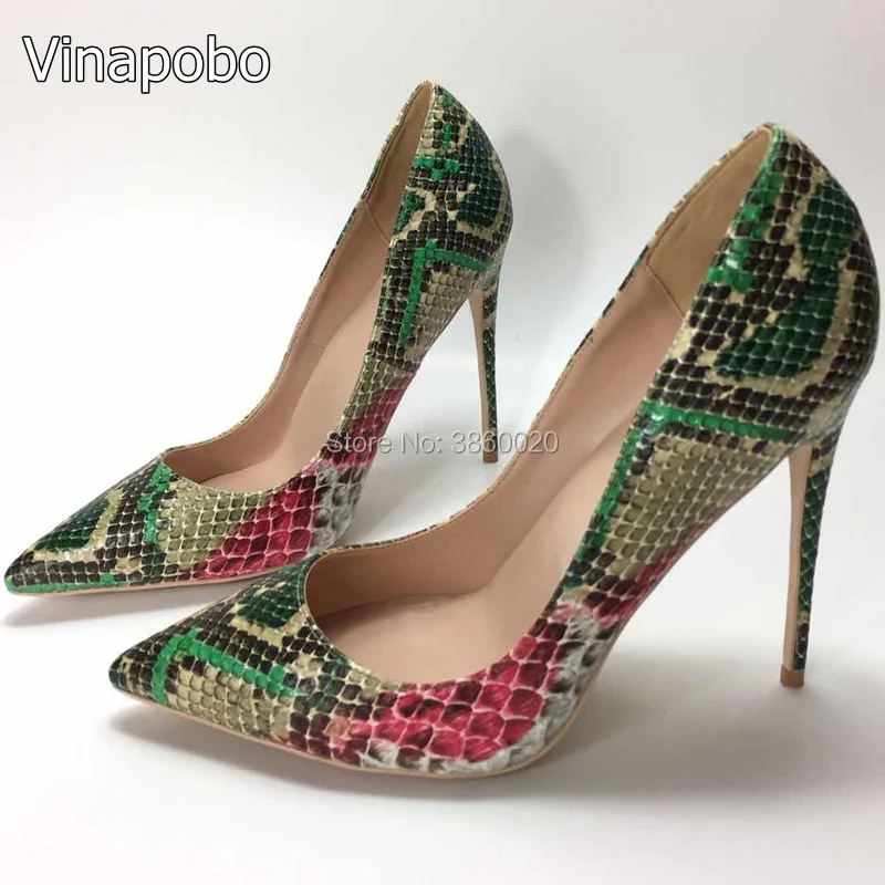 

Vinapobo12cm Pattern Women Shoes Snake Printed Sexy Stilettos High Heels Pointed Toe Shoes Pumps Luxury Designer Zapatos Mujer