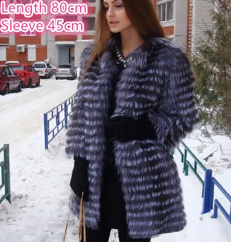 Новинка, модное женское пальто из натурального меха серебристой лисы, теплое зимнее тонкое пальто в полоску, индивидуальный стиль размера плюс - Цвет: Model 1