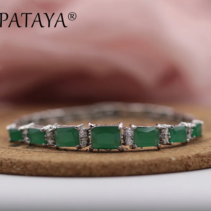Новое поступление однорядные Длинные Браслеты PATAYA с зеленым и квадратным