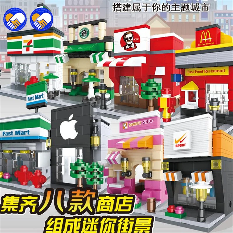 

A toy A dream Mini Retail Store Building Block Scene Architecture Model Toys Supermarket Apple HSANE with