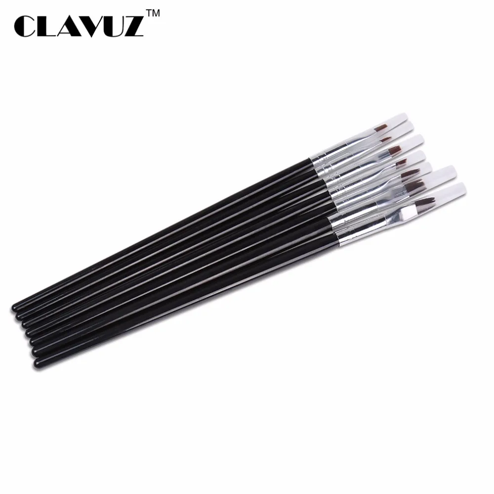 

CLAVUZ 7PCS/Set New Beauty Nail Art Salon Acrylic UV Gel Salon Pen Flat Brush Kit Dotting Drawing Pen Tool For Decorations