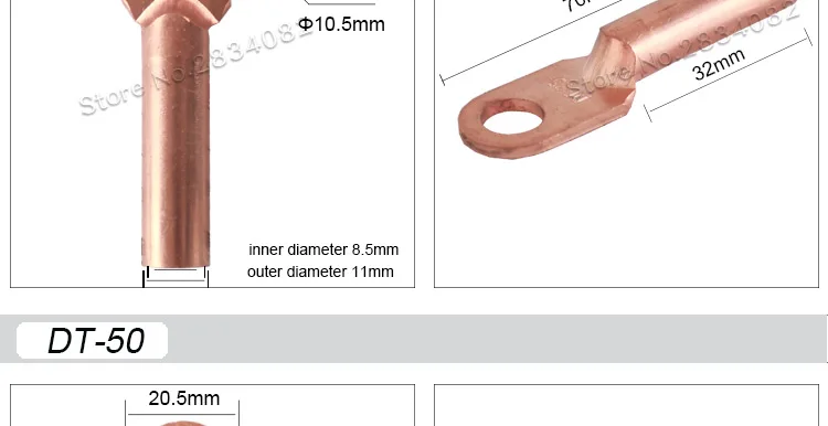 Кабельный соединитель, болт, отверстие для обжима, медные клеммы, медная Клеммная трубка, 10mm2 16mm2 25mm2 35mm2 50mm2 70mm2 95mm2 120mm2