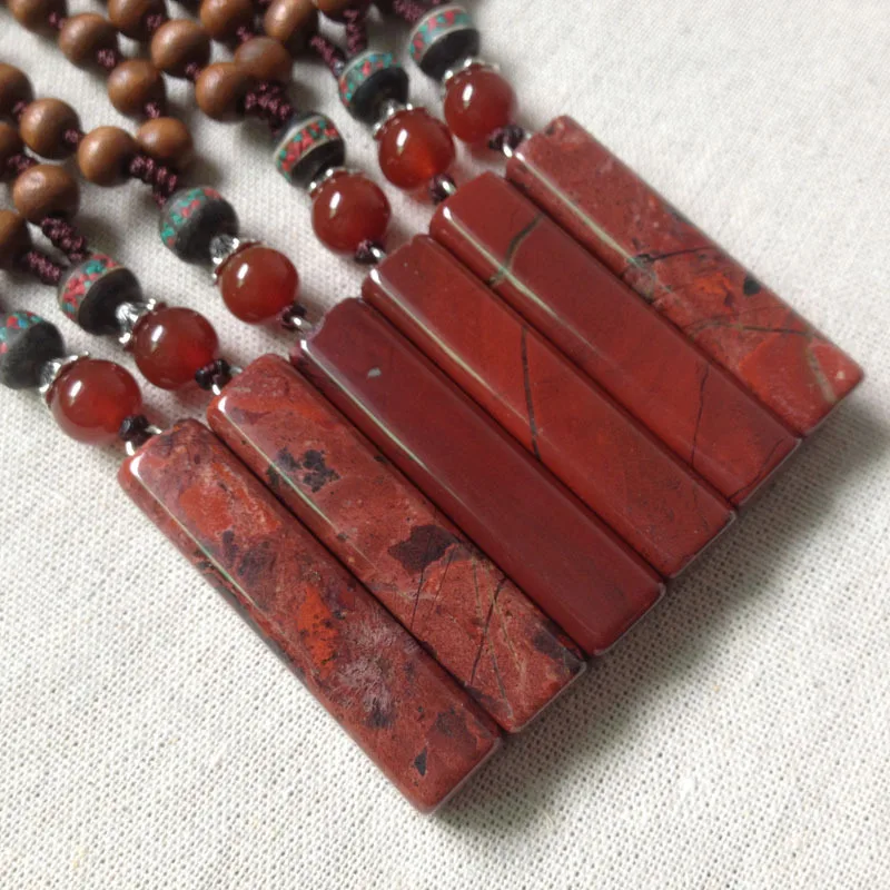 BOEYCJR PANGA-PANGA ожерелье из деревянных бусин Длинная цепочка ручной работы ювелирные изделия этнические винтажные каменные подвески ожерелье для мужчин или женщин