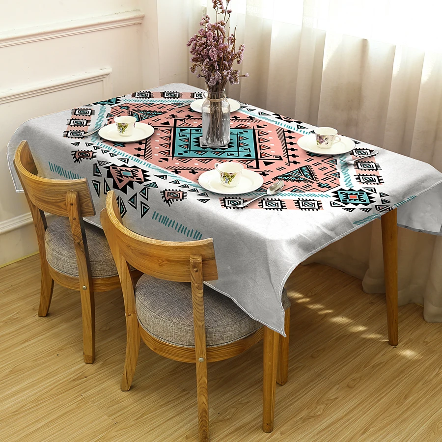

GNORRIS Linen Dirty Rectangular Tablecloth 3D Printing Mandala Tablecloth Pictures Cloth textile can be Customized