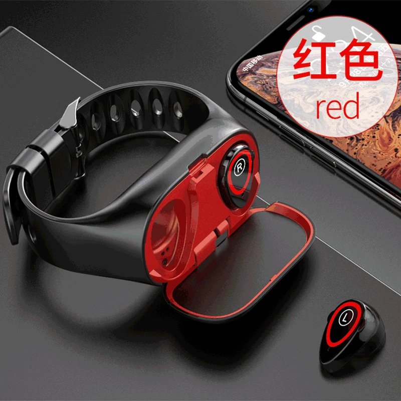 

Earphone Headset Smart Wristband Dual Bluetooth 4.2 Smart Bracelet Blood Pressure Watch Fitness Smart Watch Men For IOS Android