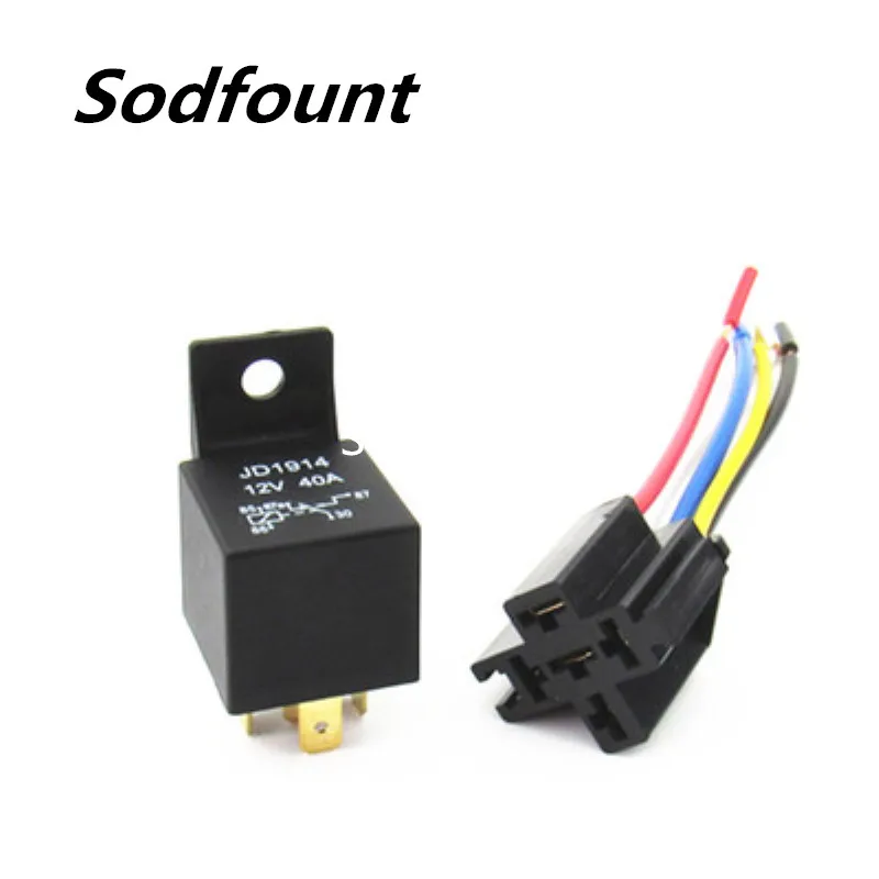 JD1914/JD1912 12V/24V 40A 5-Voet Automotive Relais Met Kabel Socket