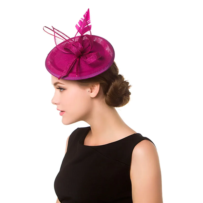 Эвер Феи вуалетки дамы черный и красный пэчворк Pillbox повязка на голову для свадьбы женские аксессуары для волос для женщин - Цвет: Purple