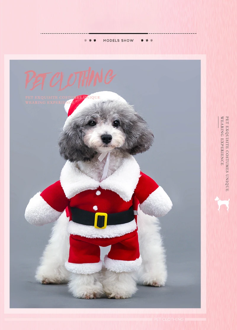 Собака зимняя Рождественская одежда забавные Санта Клаус для маленькая собака кошка зима Рождественские теплые костюмы Pet Рождественская одежда продуктов